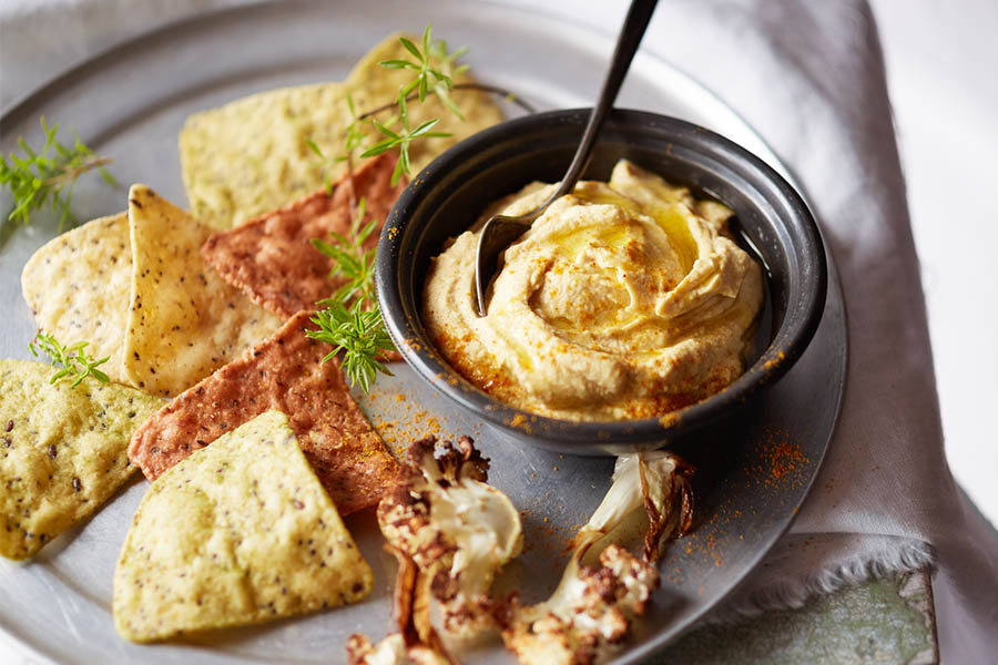 hummus de coliflor hecho con Vitamix