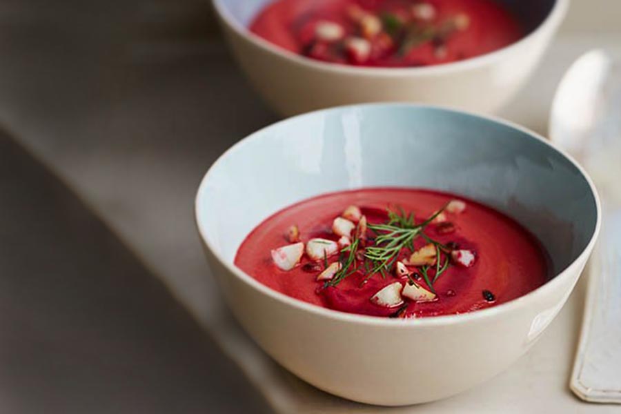 sopa roja con Vitamix